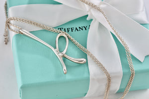 Tiffany & Co. Elsa Peretti Silver Alphabet XXL HUGE Letter "K" Pendant 31" Necklace
