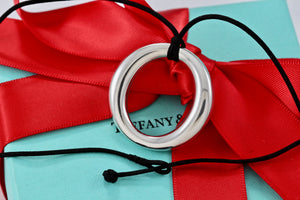 Tiffany & Co. Elsa Peretti Silver Large Sevillana Pendant Silk Cord Necklace