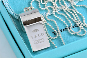 Tiffany & Co. 1837 Silver Whistle Pendant Beaded Chain Necklace