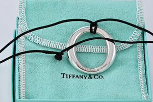 Tiffany & Co. Elsa Peretti Silver Large Sevillana Pendant Silk Cord Necklace