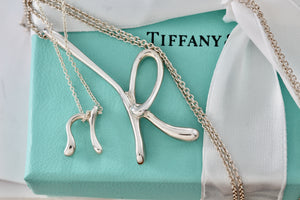 Tiffany & Co. Elsa Peretti Silver Alphabet XXL HUGE Letter "K" Pendant 31" Necklace