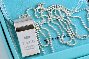 Tiffany & Co. 1837 Silver Whistle Pendant Beaded Chain Necklace