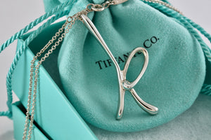 Tiffany & Co. Elsa Peretti Silver Alphabet XXL HUGE Letter "K" Pendant 31" Necklace