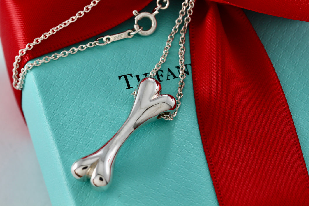 Tiffany & Co. Elsa Peretti Silver Large Dog Bone Pendant 16