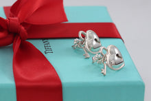 Load image into Gallery viewer, Tiffany &amp; Co. Silver Mini Keyhole Heart Dangling Key Stud Earrings
