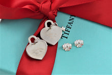 Load image into Gallery viewer, Tiffany &amp; Co. Silver Mini Keyhole Heart Dangling Key Stud Earrings
