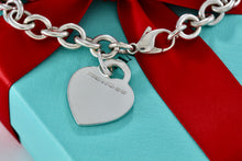 Load image into Gallery viewer, Tiffany &amp; Co. Silver Alphabet Letter &quot;M&quot; Heart Charm 8mm Link 7.5&quot; Bracelet
