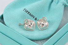 Load image into Gallery viewer, Tiffany &amp; Co. Silver Mini Keyhole Heart Dangling Key Stud Earrings
