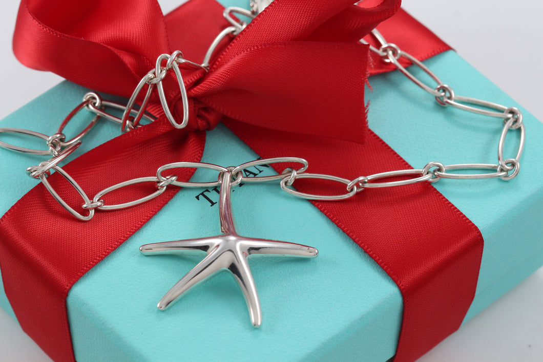 Tiffany & Co. Elsa Peretti Silver XL Starfish Pendant Link Necklace