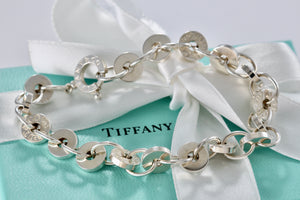 Tiffany & Co. 1837 Silver Spinning Donut Circle Links Chain 8" Bracelet