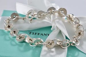 Tiffany & Co. 1837 Silver Spinning Donut Circle Links Chain 8" Bracelet