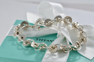 Tiffany & Co. 1837 Silver Spinning Donut Circle Links Chain 8" Bracelet