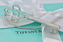 Load image into Gallery viewer, Tiffany &amp; Co. Silver Large Crown Key Pendant on Small Beaded Chain
