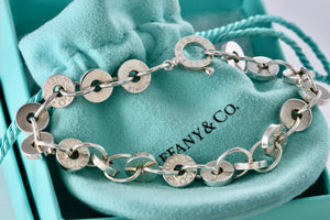 Tiffany & Co. 1837 Silver Spinning Donut Circle Links Chain 8" Bracelet