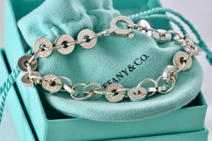 Tiffany & Co. 1837 Silver Spinning Donut Circle Links Chain 8" Bracelet