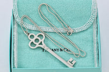 Load image into Gallery viewer, Tiffany &amp; Co. Silver Large Crown Key Pendant on Small Beaded Chain
