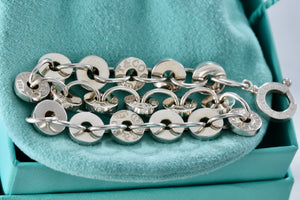 Tiffany & Co. 1837 Silver Spinning Donut Circle Links Chain 8" Bracelet