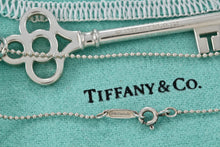 Load image into Gallery viewer, Tiffany &amp; Co. Silver Large Crown Key Pendant on Small Beaded Chain
