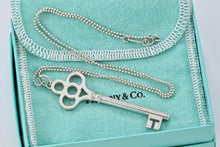 Load image into Gallery viewer, Tiffany &amp; Co. Silver Large Crown Key Pendant on Small Beaded Chain
