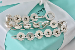 Tiffany & Co. 1837 Silver Spinning Donut Circle Links Chain 8" Bracelet