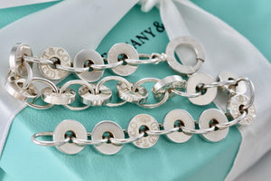 Tiffany & Co. 1837 Silver Spinning Donut Circle Links Chain 8" Bracelet