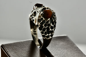 Sterling Silver Tiger Eye Frog Eyes Dome Ring Size 9.5