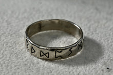 Load image into Gallery viewer, Sterling Silver Symbolism Narrow Band Ring Size 7
