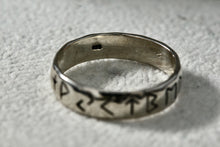 Load image into Gallery viewer, Sterling Silver Symbolism Narrow Band Ring Size 7
