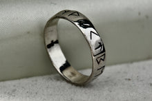 Load image into Gallery viewer, Sterling Silver Symbolism Narrow Band Ring Size 7
