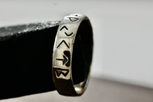 Load image into Gallery viewer, Sterling Silver Symbolism Narrow Band Ring Size 7
