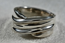 Load image into Gallery viewer, Sterling Silver Criss Cross Wrap Wide band Ring Size 7
