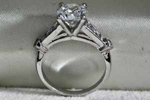 Rhodium Plated Sterling Silver Large CZ Round Cut Diamond Engagement Ring Size 6