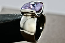 Load image into Gallery viewer, Sterling Silver Large Rectangle Cushion Cut Purple Amethyst Ring Size 6.5
