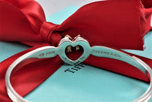 Load image into Gallery viewer, Tiffany &amp; Co. 18K Gold &amp; Silver Ribbon Bow Heart Cuff Bracelet
