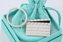 Load image into Gallery viewer, Tiffany &amp; Co. Silver Directors Black Enamel Clapping Board Key Ring Keychain
