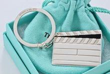 Load image into Gallery viewer, Tiffany &amp; Co. Silver Directors Black Enamel Clapping Board Key Ring Keychain
