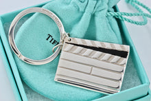 Load image into Gallery viewer, Tiffany &amp; Co. Silver Directors Black Enamel Clapping Board Key Ring Keychain
