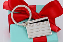 Load image into Gallery viewer, Tiffany &amp; Co. Silver Directors Black Enamel Clapping Board Key Ring Keychain
