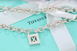 Tiffany & Co. Silver Letter "X" Padlock Pendant 16" Necklace