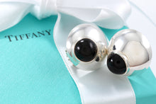 Load image into Gallery viewer, Tiffany &amp; Co. Silver Onyx Clip-On Dome Earrings Vintage
