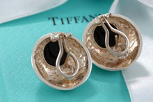 Load image into Gallery viewer, Tiffany &amp; Co. Silver Onyx Clip-On Dome Earrings Vintage
