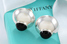 Load image into Gallery viewer, Tiffany &amp; Co. Silver Onyx Clip-On Dome Earrings Vintage
