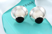 Load image into Gallery viewer, Tiffany &amp; Co. Silver Onyx Clip-On Dome Earrings Vintage
