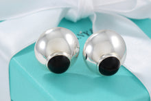 Load image into Gallery viewer, Tiffany &amp; Co. Silver Onyx Clip-On Dome Earrings Vintage
