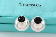 Load image into Gallery viewer, Tiffany &amp; Co. Silver Onyx Clip-On Dome Earrings Vintage
