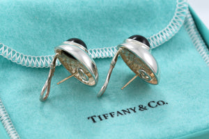 Tiffany & Co. Silver Onyx Clip-On Dome Earrings Vintage