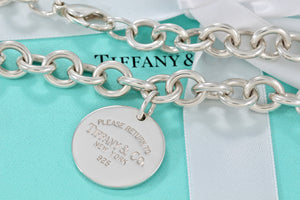 Return To Tiffany & Co. Silver Round Tag Charm 10mm Heavy Link 16" Necklace