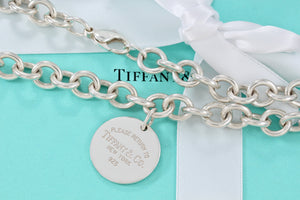Return To Tiffany & Co. Silver Round Tag Charm 10mm Heavy Link 16" Necklace