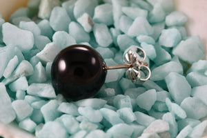 Tiffany & Co. Silver 10mm Black Onyx Ball Bead Stud Earring *SINGLE*