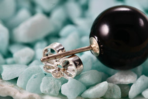 Tiffany & Co. Silver 10mm Black Onyx Ball Bead Stud Earring *SINGLE*